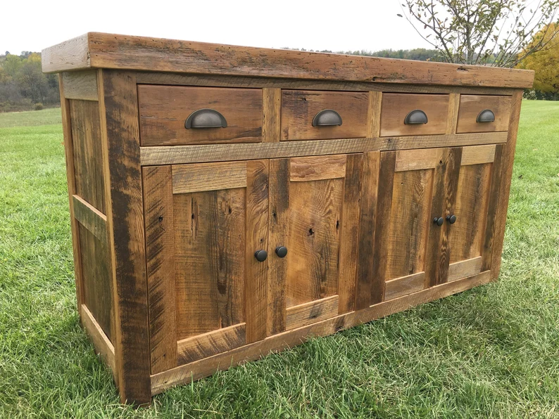 Rustic wood buffet discount