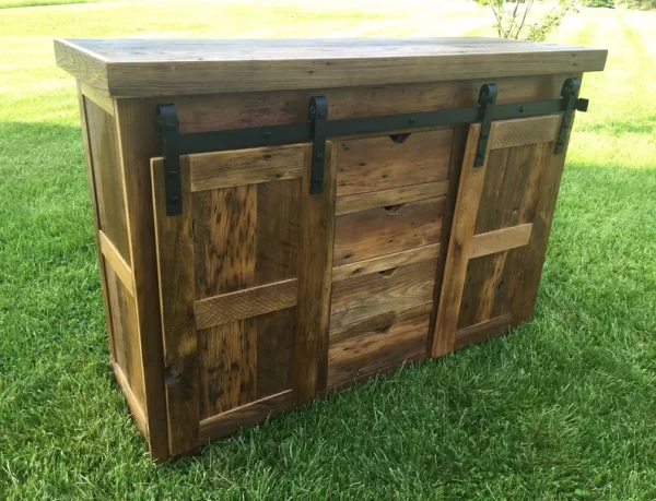 Reclaimed Barnwood Barn Door TV Console 5' Width - Image 3
