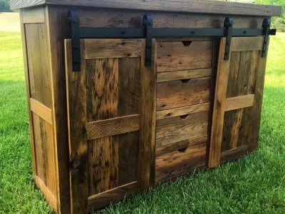 Reclaimed Barnwood Barn Door TV Console