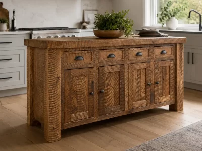 Oak Kitchen Island 6' Width