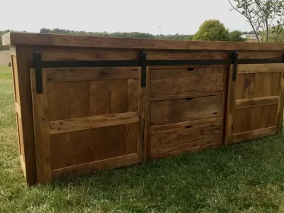 Reclaimed Barnwood Barn Door TV Console
