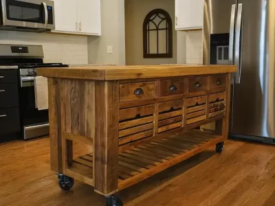 Barnwood Kitchen Island 6' Width