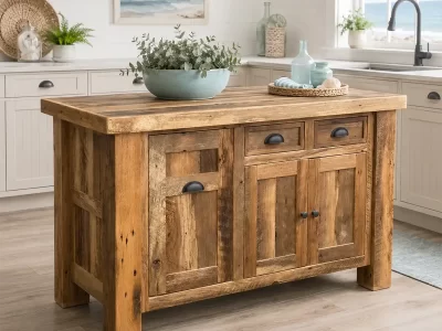 Reclaimed Barnwood Kitchen Island 5' Width
