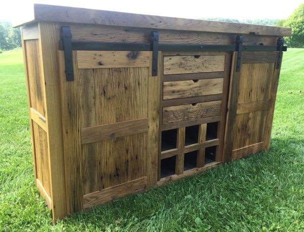 Reclaimed Barnwood Barn Door Buffet - Image 4