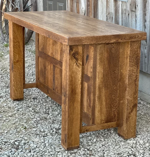 Oak Kitchen Island with Top Overhang for Seating - Image 2