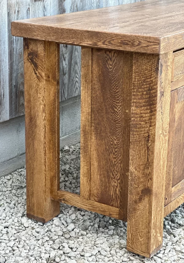 Oak Kitchen Island with Top Overhang for Seating - Image 5