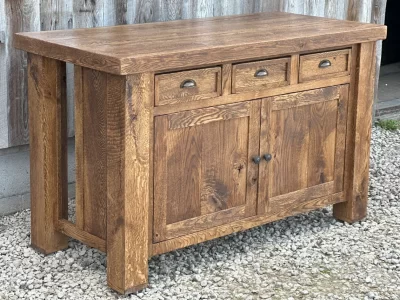 Oak Kitchen Island with Top Overhang for Seating