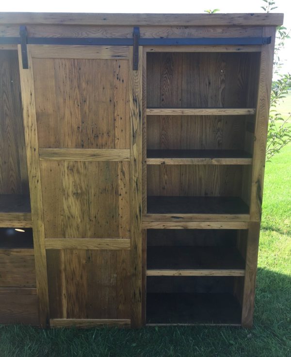 Reclaimed Barnwood Barn Door Entertainment Center - Image 6