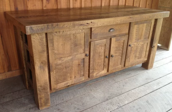 Oak Kitchen Island with Top Overhang for Seating - Image 2