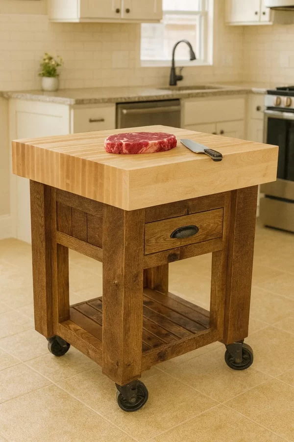 Butcher Block Kitchen Island - Image 3