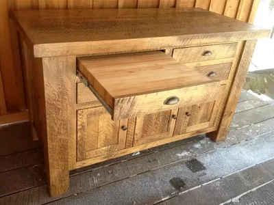 Oak Kitchen Island with Sliding Cutting Board