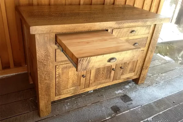 Oak Kitchen Island with Sliding Cutting Board