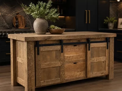 Oak Barn Door Kitchen Island