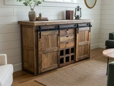 Reclaimed Barnwood Barn Door Buffet