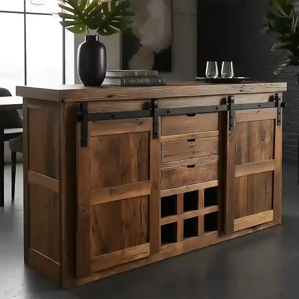 reclaimed barnwood barn door buffet