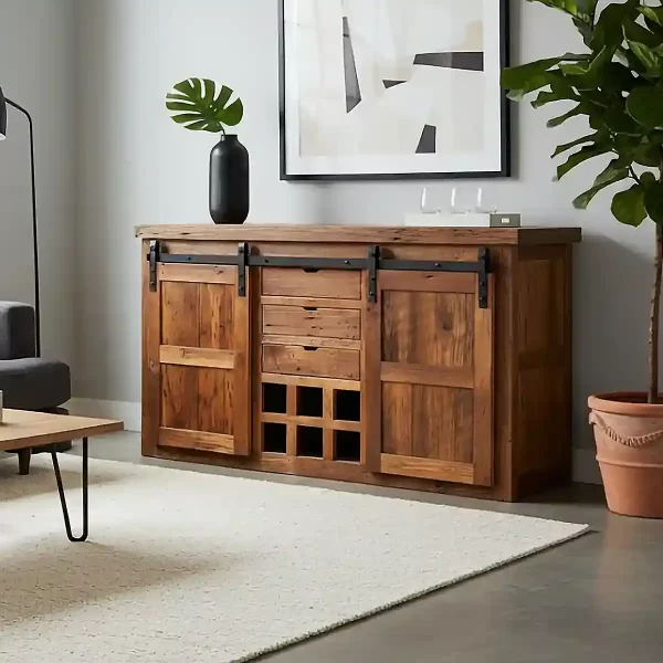 reclaimed barnwood barn door buffet