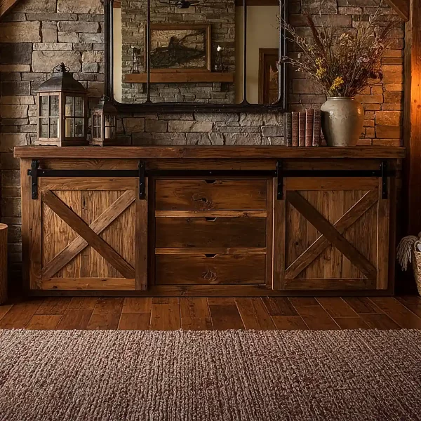 reclaimed barnwood tv stand