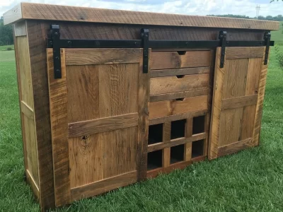 Reclaimed Barnwood Barn Door Buffet