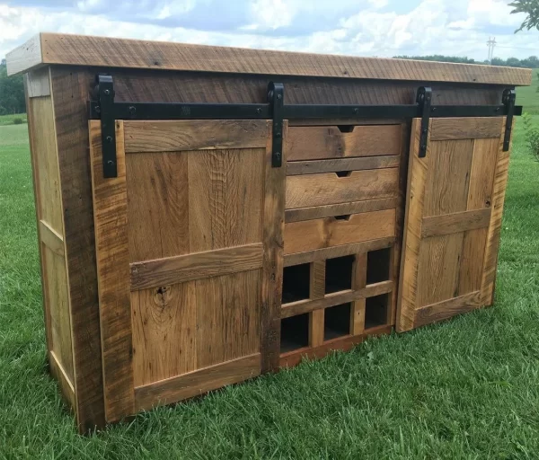 Reclaimed Barnwood Barn Door Buffet