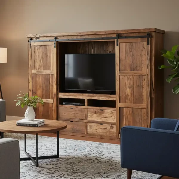 reclaimed barnwood tv console