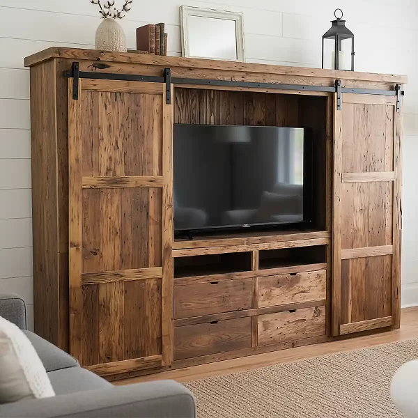 reclaimed barnwood tv console