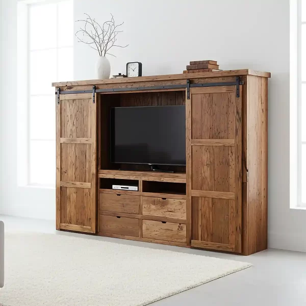 reclaimed barnwood tv console
