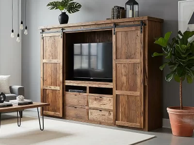 reclaimed barnwood tv console