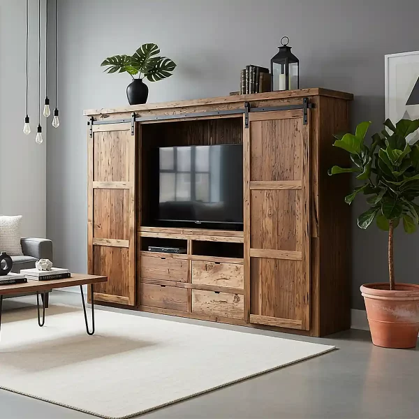 reclaimed barnwood tv console